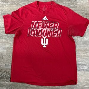 Men’s SZ M Adidas Red 'Never Daunted' Short Sleeve Tee. Go Hoosiers